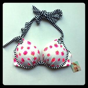 NWT PINK Victoria secret push up bikini top 34c